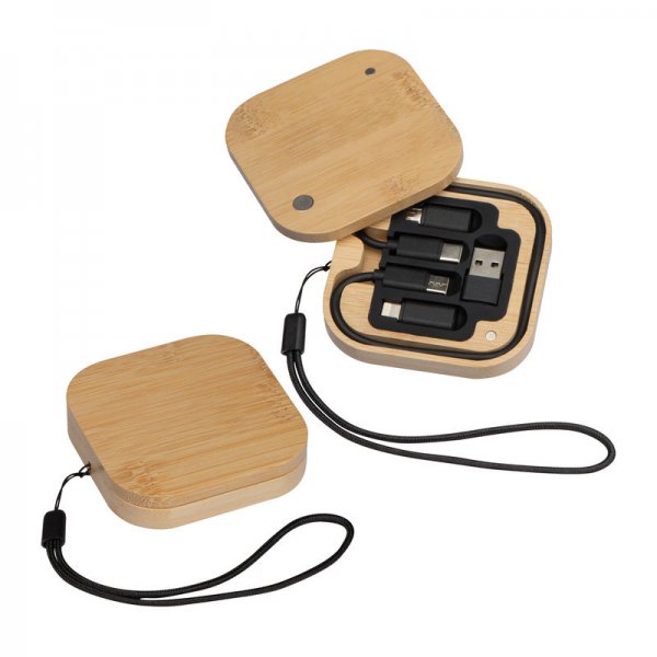 Set de cabluri in cutie bambus